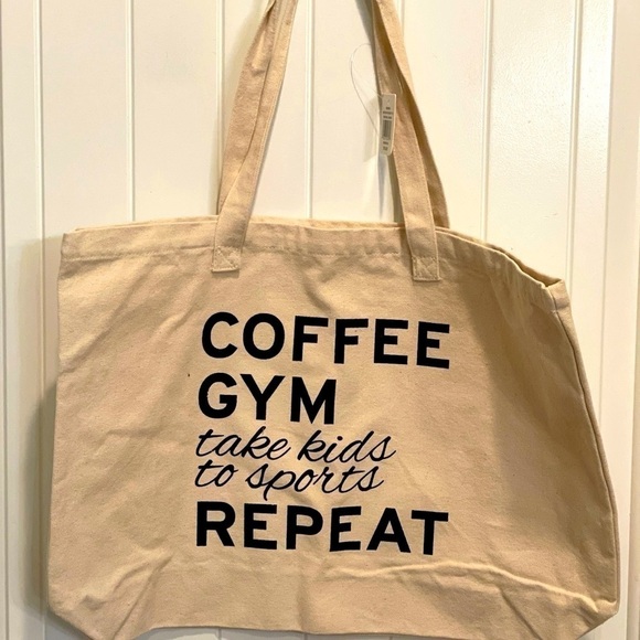 Handbags - 💐5/25 coffee Gym “take kids to sports” reusable shopping bag large tote new